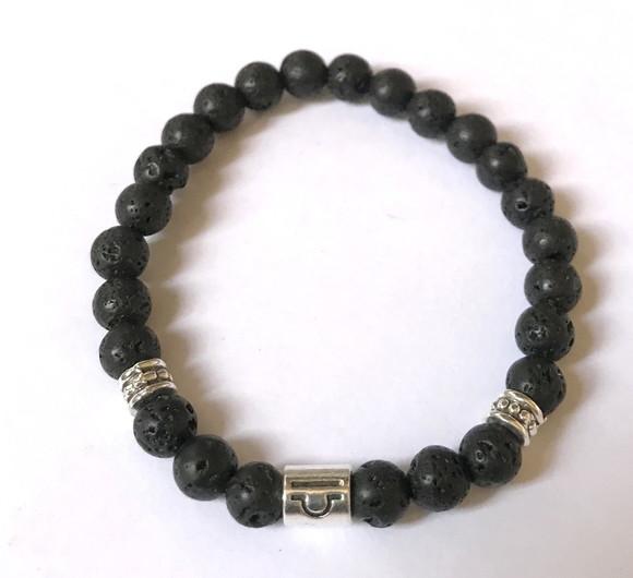 Pulseira com Lava Vulcânica e Signos do Zodiaco