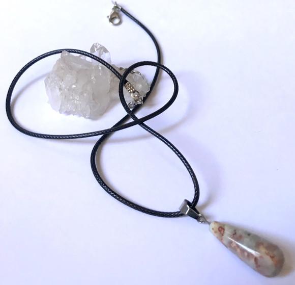 Cordão Colar com Pingente Gota de Jaspe Imperial