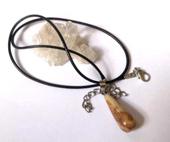 Cordão Colar com Pingente Gota Jaspe