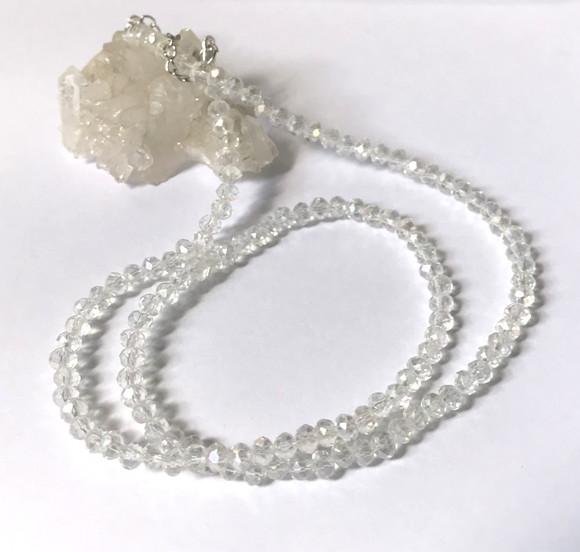 Choker Colar com Cristal Flat Ab 4 mm e Aço Inox