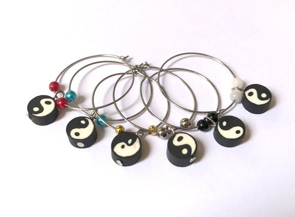 Marcadores de taça com simbolo yin yang 6 peças