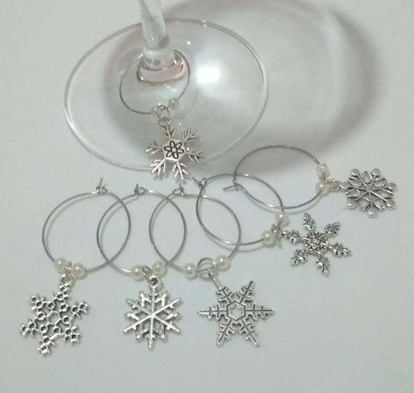 Marcadores De Taça Flocos - Com 6 Natal / Ano Novo