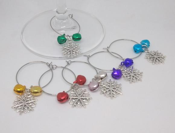 Marcadores de Taça Flocos de Neve e Sininhos com 6 Natal