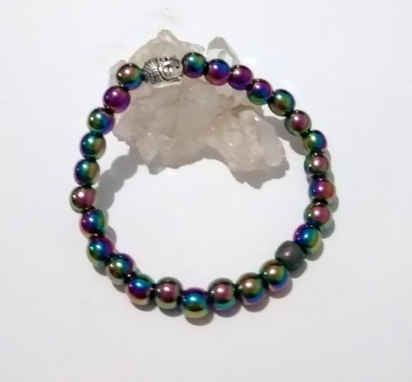 Pulseira Japamala com hematitas iridisadas 27 contas