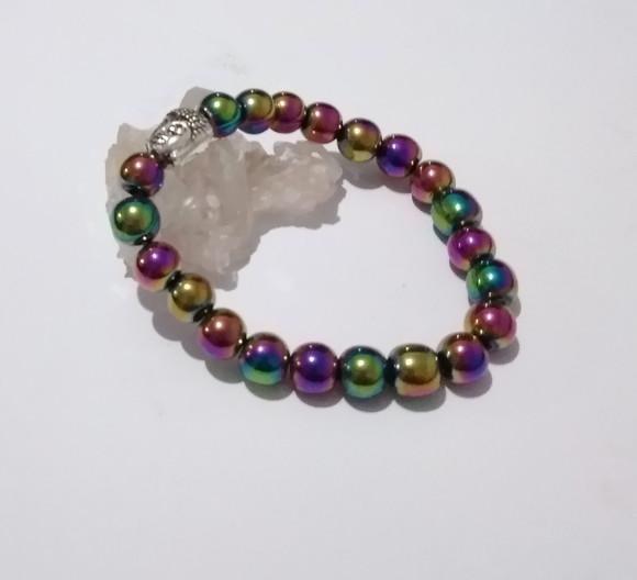Pulseira Japamala com hematitas iridisadas 21 contas