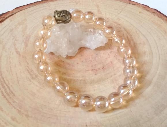 Pulseira Japamala 21 contas murano ambar e mini buda