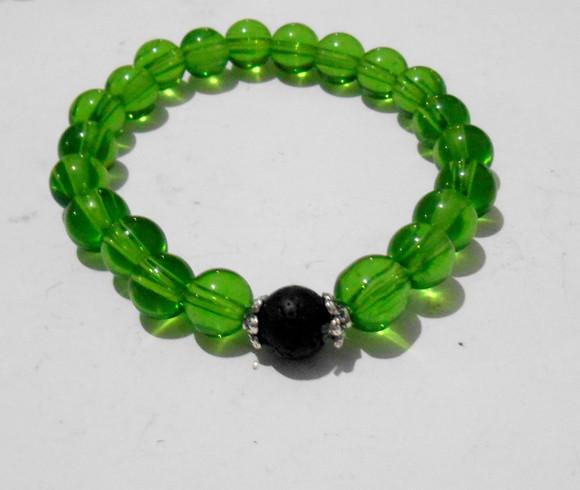 Pulseira Japamala 21 contas cristal e lava vulcãnica