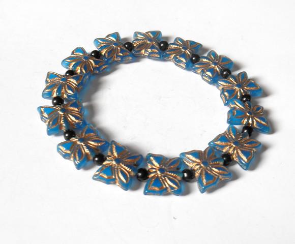 Pulseira borboletas Theca azul com dourado