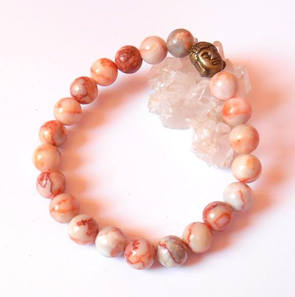 Pulseira Japamala com Jaspe Imperial 21 Contas Buda Bronze