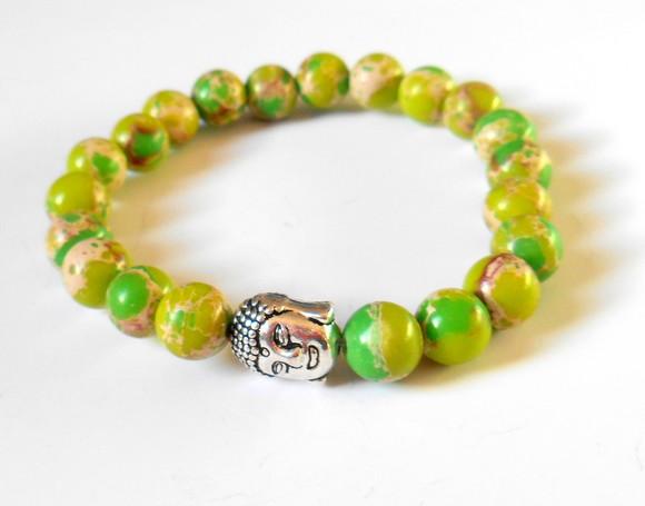 Pulseira Japamala com Jaspe Imperial Verde 21 Contas