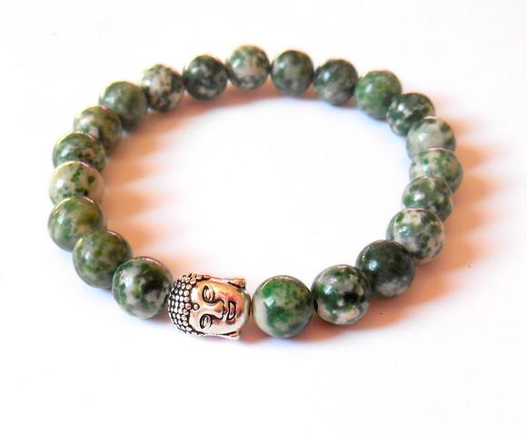 Pulseira Japamala com Jaspe Esmeralda 21 Contas e Buda