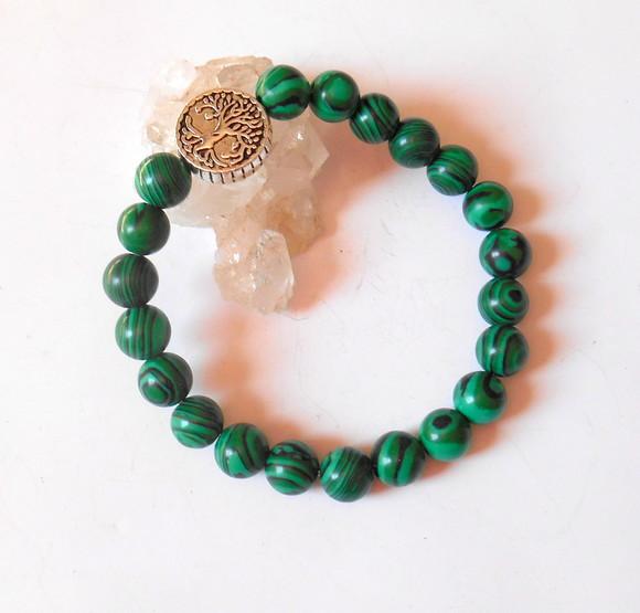 Pulseira Japamala com malaquita 21 contas