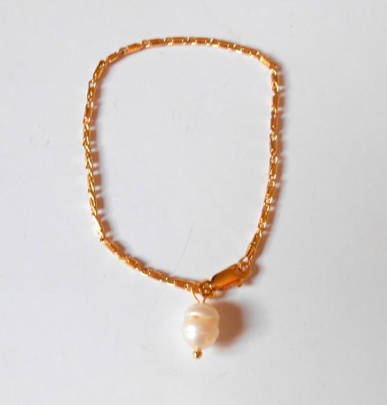 Pulseira Folheada a Ouro com Pérola Barroca
