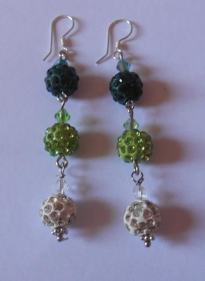Brinco shamballa e cristal SW - Prata