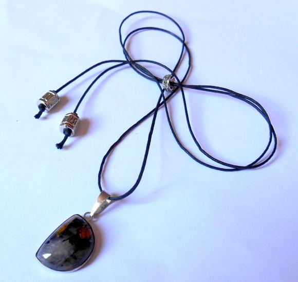 Cordão colar com pingente ágata ajustável choker