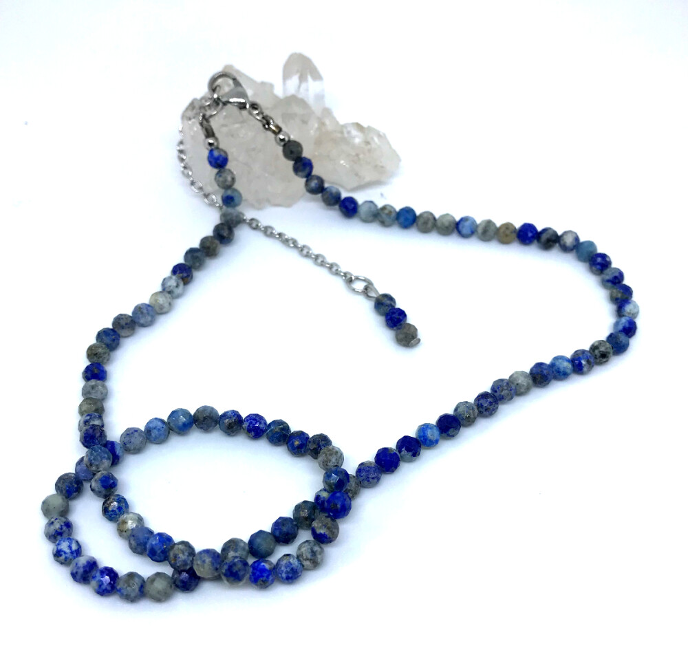 Choker Colar com Sodalitas Facetadas e Aço Inox