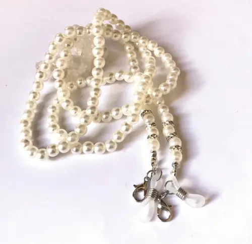 Salva Oculos em Perolas Abs Strass Rondelles Prateado