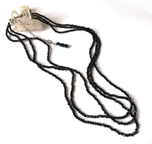 Choker Colar com Cristal Negro 2 mm 3 Voltas