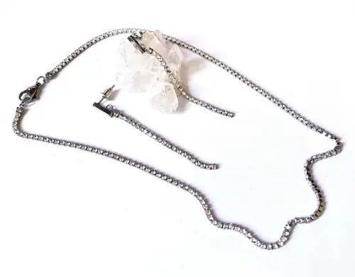 Conjunto Choker e Brincos Aço Inoxidável com Zirconias