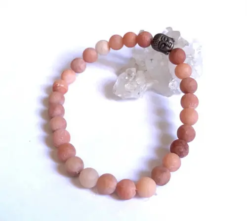Pulseira Japamala 27 Contas Aventurina Rosa Fosca e Buda