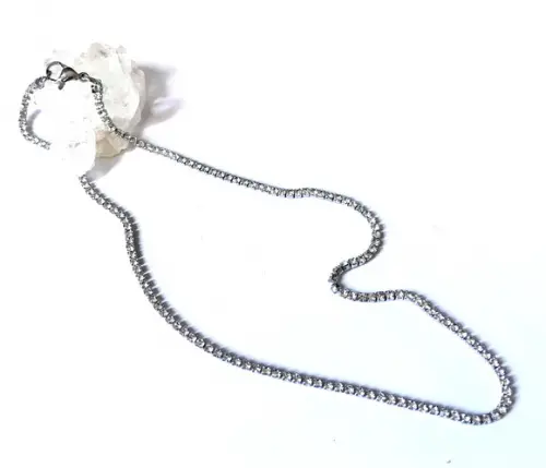 Choker Colar Corrente em Aço Inoxidável com Zirconias 2.0 mm