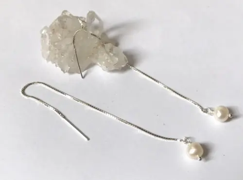 Brinco de Prata com Pérola Branca Cultivada Agua Doce