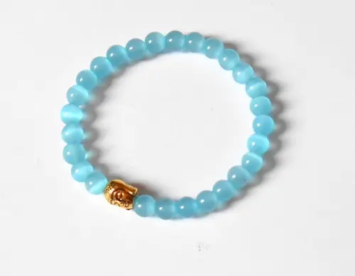 Pulseira Japamala com olho gato azul 27 contas