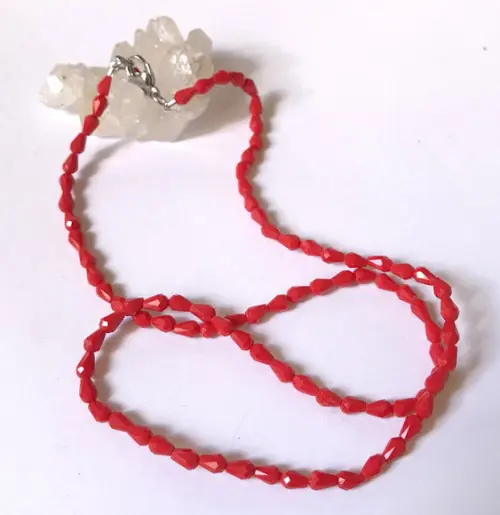 Colar Choker Cristal Vermelho Mini Gota e Fecho Inox