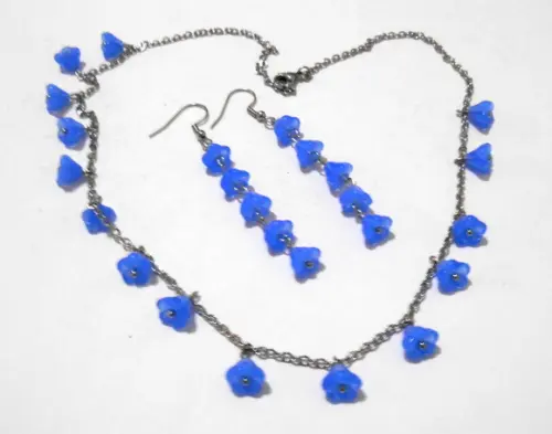 Conjunto Colar e Brincos Aço Inoxidável Flor Theca Jablonex