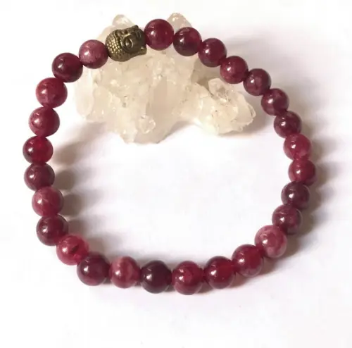 Pulseira Japamala 27 Contas Granada Lisa e Meru Buda