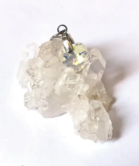 Pingente com Cristal Aurora Boreal Coração e Aço Inox