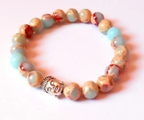 Pulseira Japamala com Jaspe Imperial Azul 21 Contas