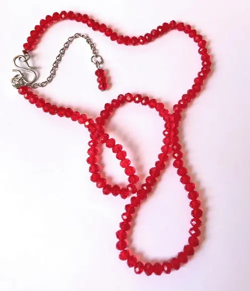 Choker Colar com Cristal Flat Vermelho 4 mm e Aço Inox