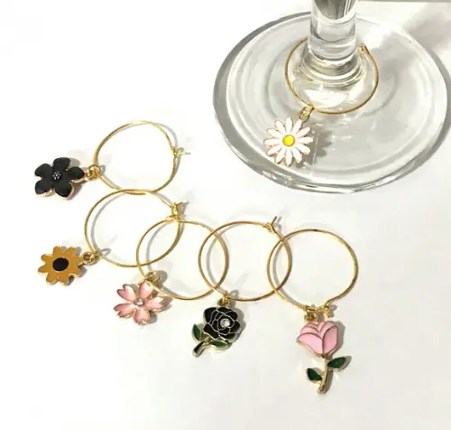 Marcadores de Taça Esmaltado - com 6 / Flores