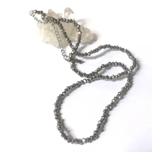 Choker Colar com Cristal Flat 2 mm Prata e Aço Inox