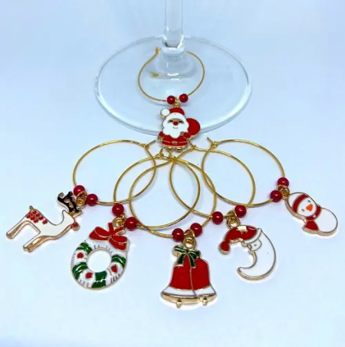Marcadores de Taça Esmaltado - com 6 / Natal