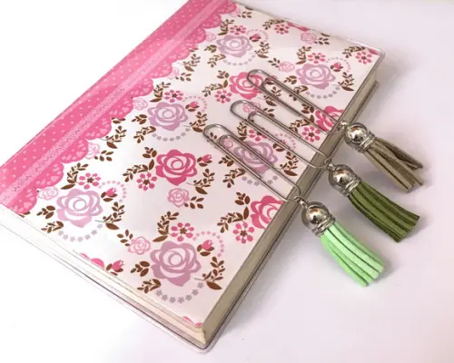 Marcador de Paginas Prateado com Mini Tassel Kit com 3