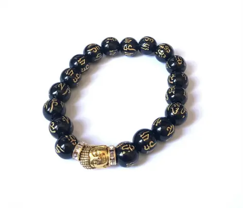 Pulseira Japamala 21 Contas Mantra de Buda e Meru Buda
