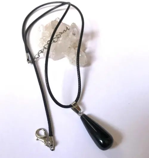 Cordão Colar com Pingente Gota Agata Negra
