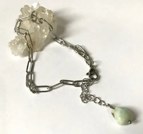 Tornozeleira de Aço Inoxidavel e Larimar