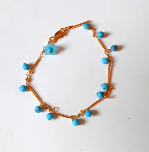 Pulseira Folheada a Ouro com Turquesa