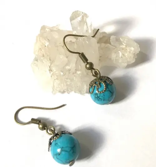 Brinco Ouro Velho com Turquesa Azul