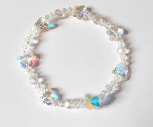 Pulseira Ajustável Cristais e Borboletas Aurora Boreal
