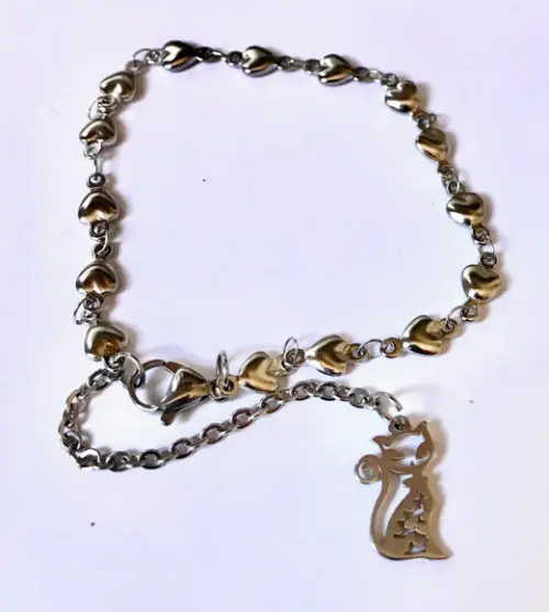 Pulseira Aço Inoxidável com Gato em Inox
