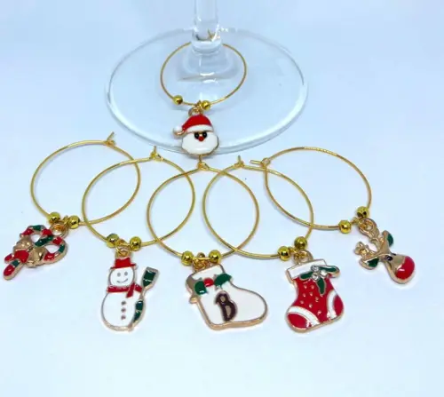 Marcadores de taça esmaltado - com 6 / Natal