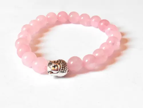 Pulseira Japamala com Quartzo Rosa 21 Contas e Buda