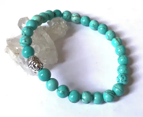 Pulseira Japamala 27 Contas Turquesa Recons. e Meru Buda