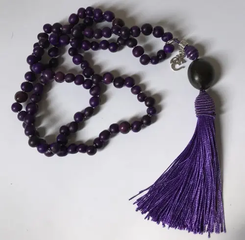 Japamala Colar 108 Contas Açai Roxo e Jatobá