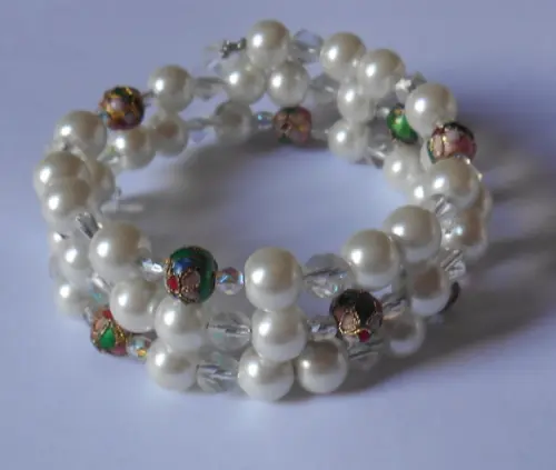 Pulseira Pérola, cloisonee , cristal