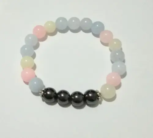 Pulseira com Morganita e hematita